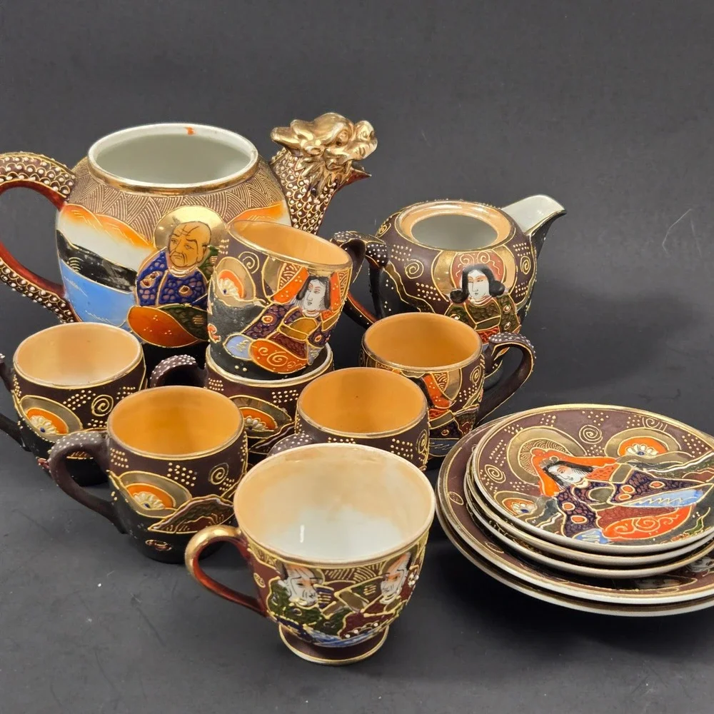 Vintage Japanese Satsuma Moriage Dragonware Replacement Pieces Teapot Cups Lot14